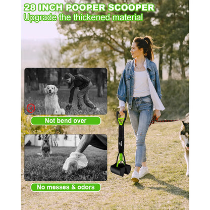 28" Foldable Dog Pooper Scooper with Unbreakable Material & Durable Spring, Easy-To-Use for Grass, Gravel, and Outdoor Cleanup