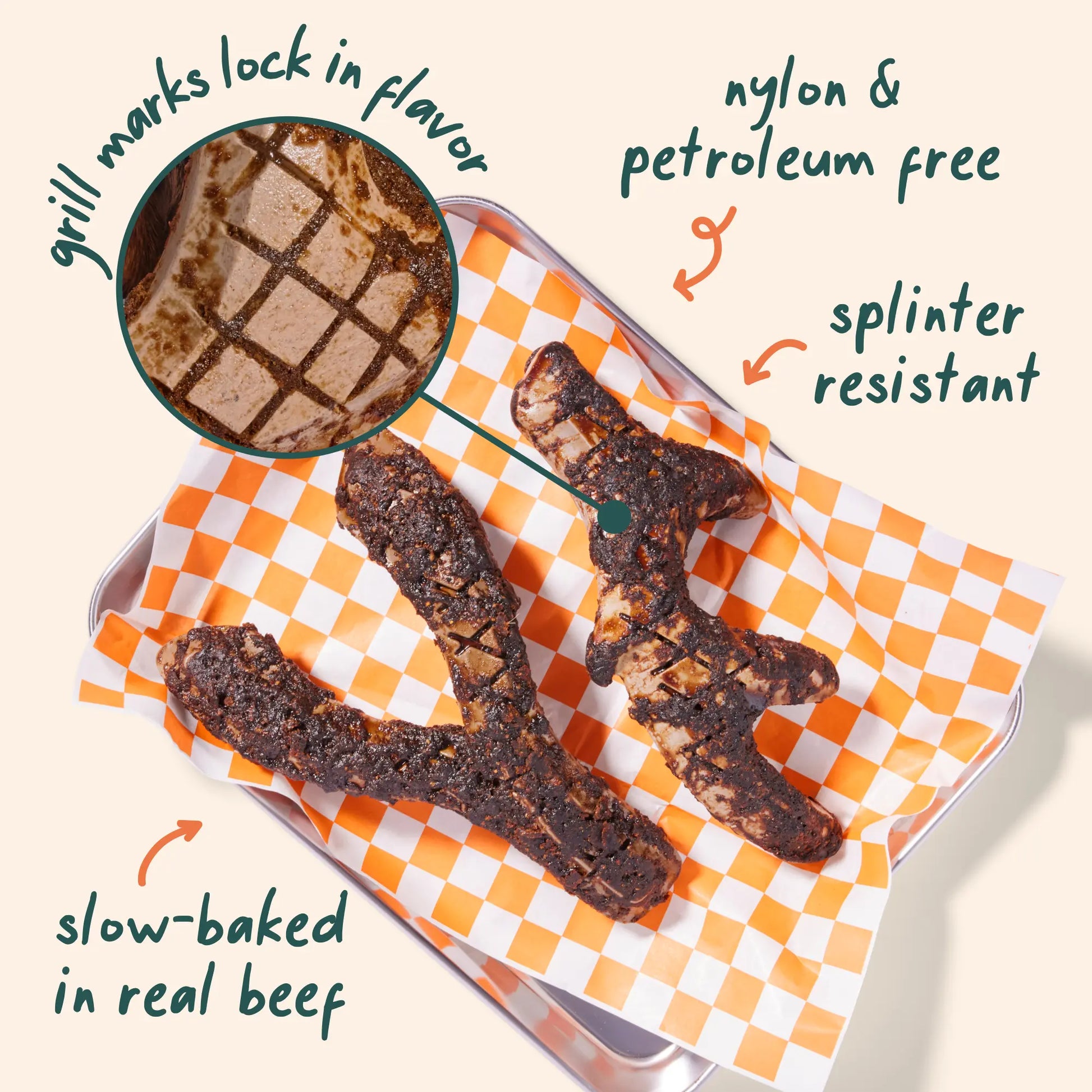 WOOF Honestchew Meaty Antler or Y Shaped Dog Chews - Made with Real Beef Outer Layer and Natural, Plant-Based Ingredients Core - Splinter-Resistant - Safer than Rawhide and Dog Bones