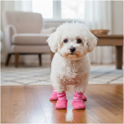 4Pcs Dog Boots Set, Anti-Slip Soft Sole Durable Outdoor Pet Shoes, Waterproof for Shiba Inu Bichon Frise Corgi Poodle Other Dogs, Rainy Day Pet Shoes