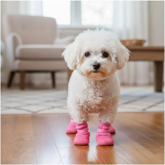 4Pcs Dog Boots Set, Anti-Slip Soft Sole Durable Outdoor Pet Shoes, Waterproof for Shiba Inu Bichon Frise Corgi Poodle Other Dogs, Rainy Day Pet Shoes