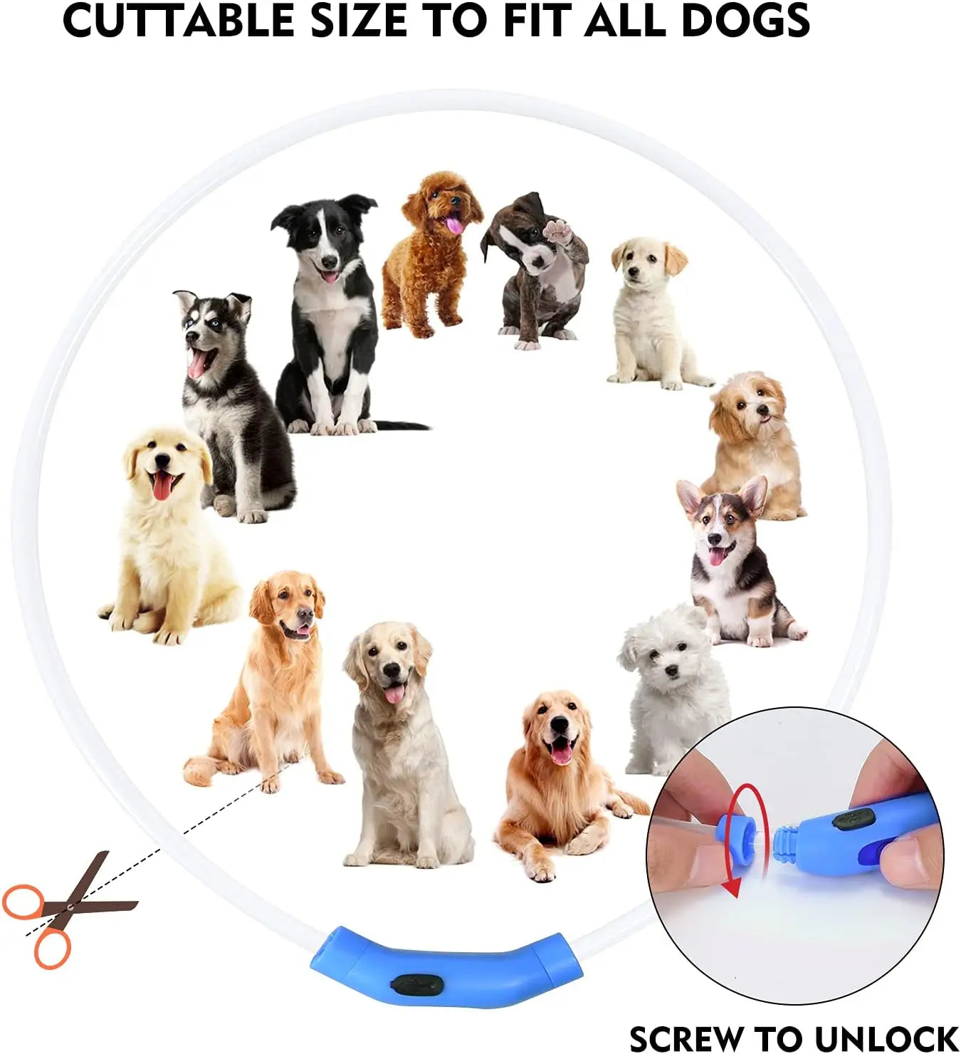 Led Dog Collar, USB Rechargeable Flash Dog Necklace Light, Pet Safety Collar Makes Your Beloved Dogs Be Seen at Night for Small Medium Large Dogs(Red/Blue)