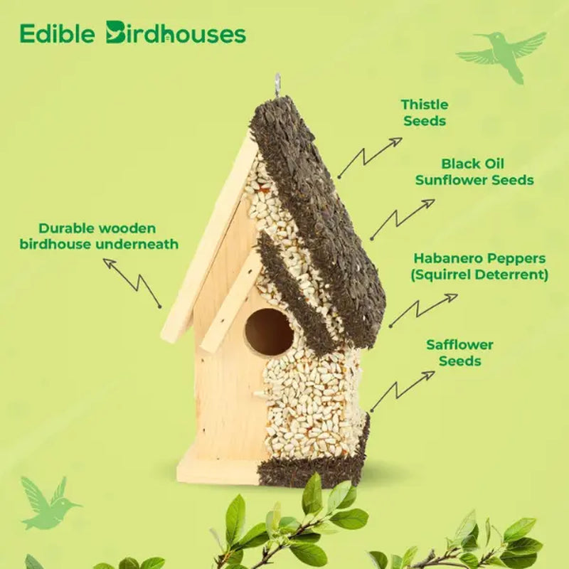 Edible Bird Feeder - Light Roof Tall Birdhouse