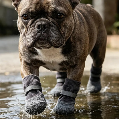 4Pcs Dog Boots Set, Anti-Slip Soft Sole Durable Outdoor Pet Shoes, Waterproof for Shiba Inu Bichon Frise Corgi Poodle Other Dogs, Rainy Day Pet Shoes