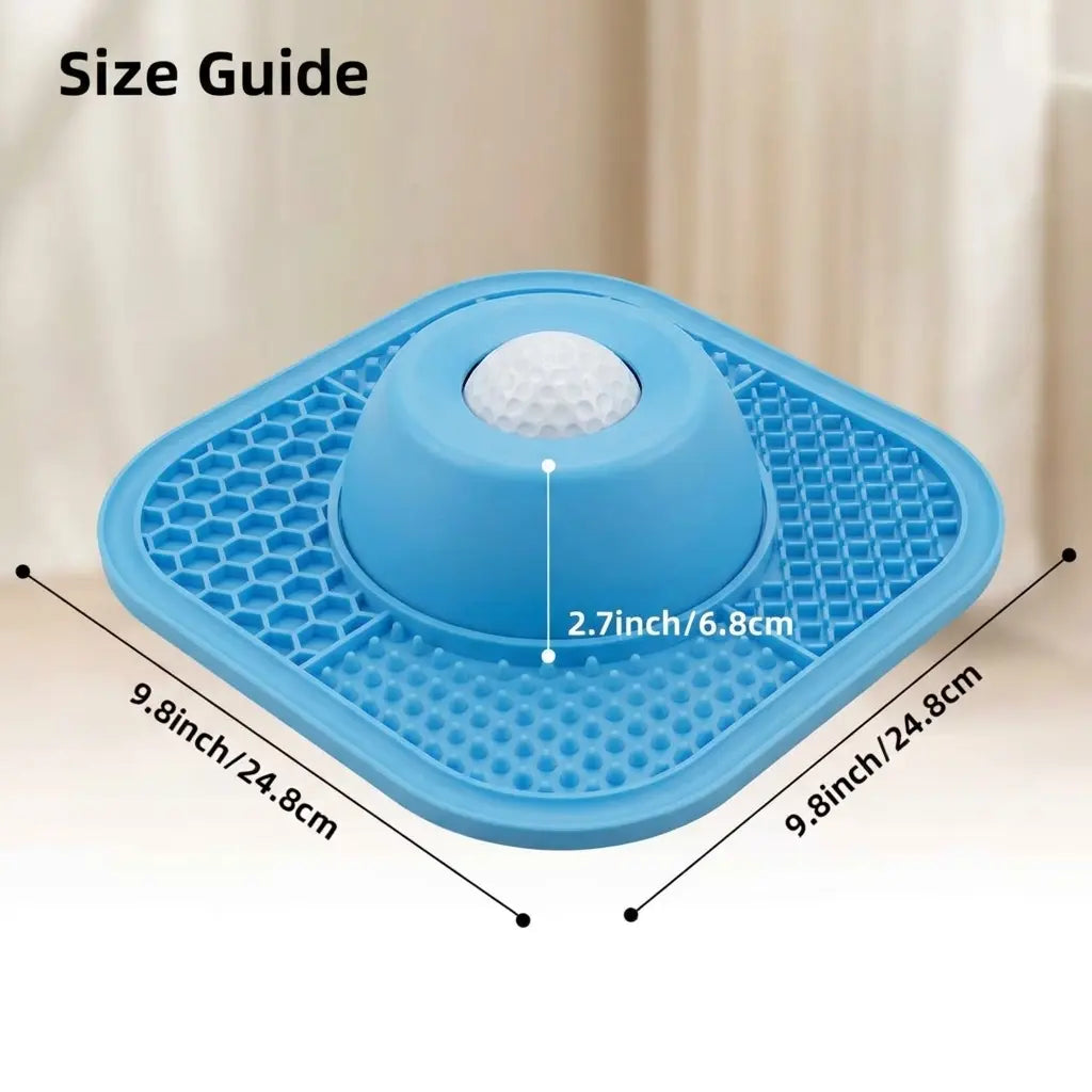 PLOSIF Slow Feeder Dog Bowl for Liquid Treat with Entertained Ball, Dog Feeder Bowl with Slow Feeder Mat, Dog Feeder Lick Bowl for Bone Broth and Yogurt for Large Medium Small Breeds Dietary Supplement/Post-Op Nutrition, Blue
