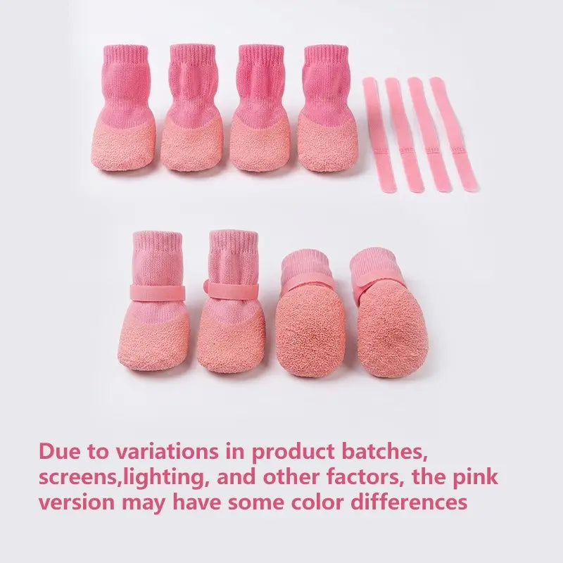 4Pcs Dog Boots Set, Anti-Slip Soft Sole Durable Outdoor Pet Shoes, Waterproof for Shiba Inu Bichon Frise Corgi Poodle Other Dogs, Rainy Day Pet Shoes